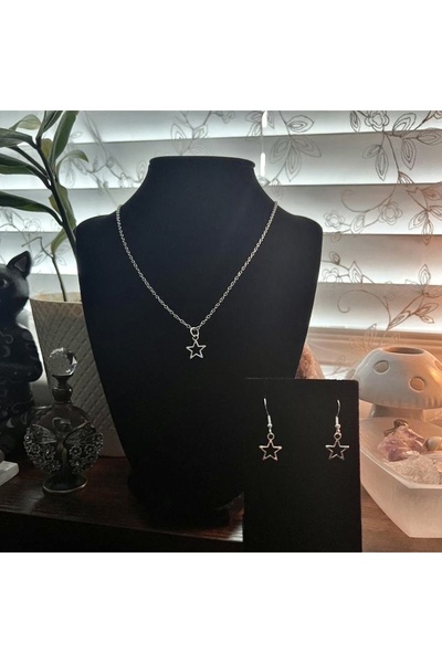 hbtasarim Minimal Yıldız Kolye ve Küpe Set