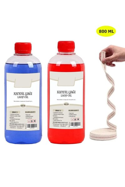 Dünya Magnet Kandil Yağı, 2'li Set, Kırmızı Mavi, Kokusuz Dumansız 800 ml + 5...