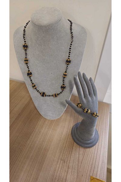 odabaş shop crystal bead necklace and bracelet suit
