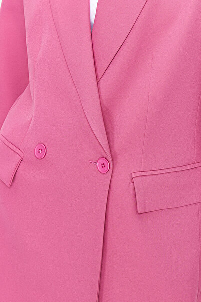 Trendyol Collection Světle fialová pravidelná lemovaná dvouřadá tkaná bunda TWOSS20CE0059