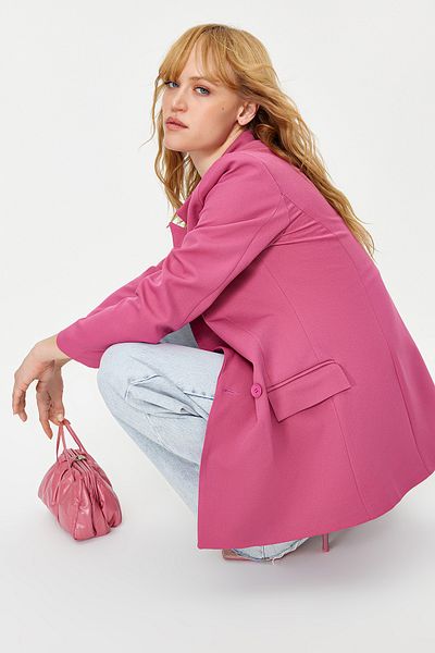 Trendyol Collection Jachetă blazer mov deschis căptușită obișnuită țesută la două piept TWOSS20CE0059