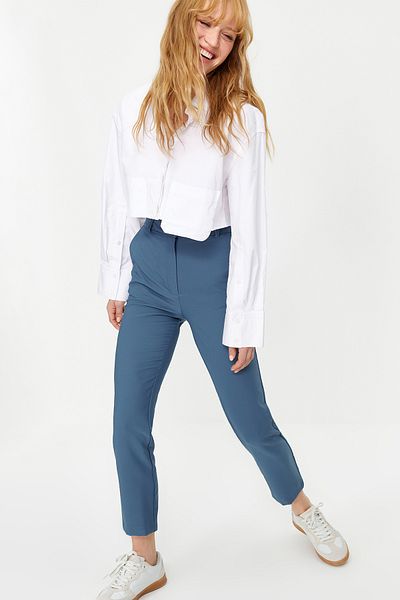 Trendyol Collection Indigo Basic cigaretta szőtt szövet nadrág TWOSS19ST0038