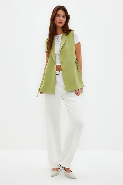 Trendyol Collection Taillierte gewebte Weste - Helles Khaki, Accessoire-Details TWOAW23YE00032