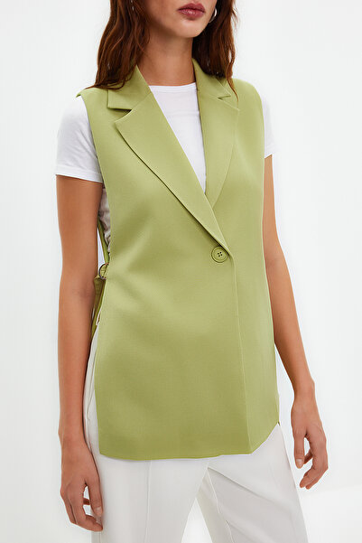 Trendyol Collection Fitted Woven Vest - Light Khaki, Accessory Detailed TWOAW23YE00032
