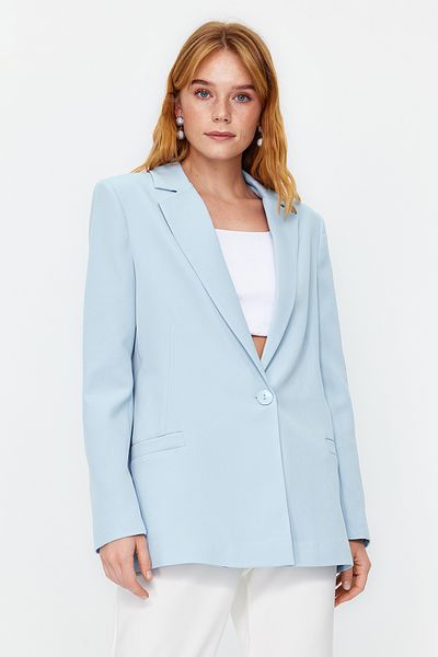 Trendyol Collection Světle modrá regulérní podšívka s detailním tkaným sakem TWOAW20CE0316