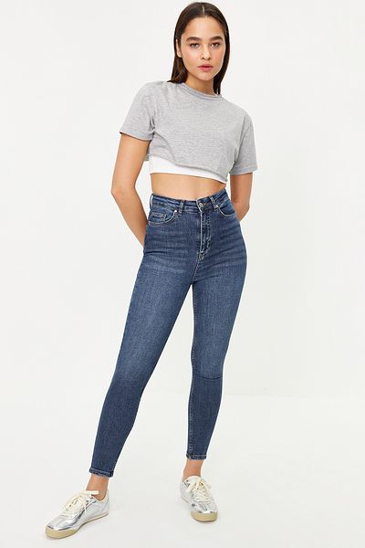 Trendyol Collection Dark Blue Vintage High Waist Skinny Jeans TWOSS24JE00079