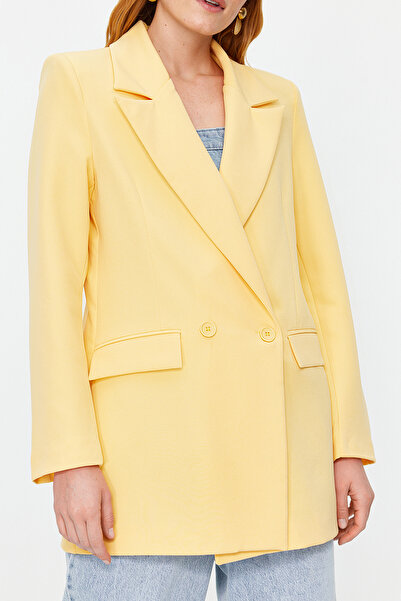 Trendyol Collection Світло-помаранчевий піджак на підкладці з тканого двобортного піджака TWOSS20CE0059 з застібкою TWOSS20CE0059
