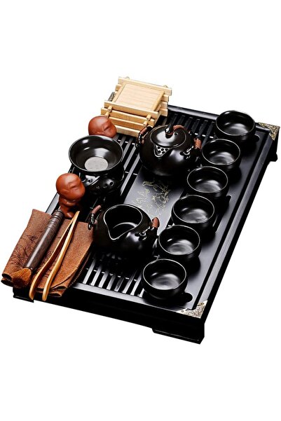 fanquare Çin Kung Fu çay seti, porselen çay servisi, çay tepsisi ve çay aletl...