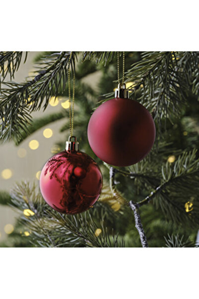 ORCEY TİCARET Ornament de Anul Nou 10 bucăți 6 cm Minge roșie, material de de...