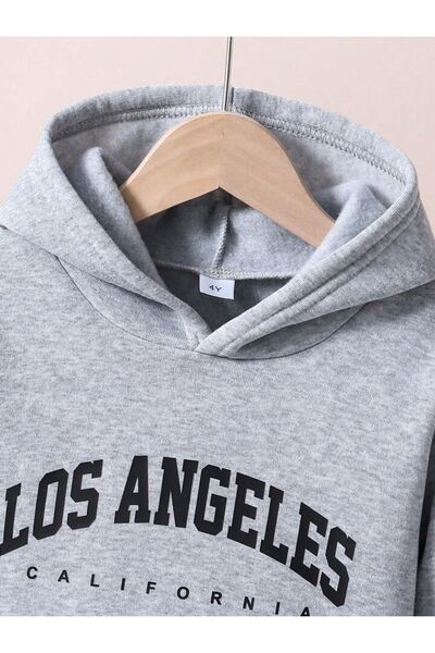 Afternoon Kids Gray Hooded Children's Los Angeles Printed Tracksuit Set