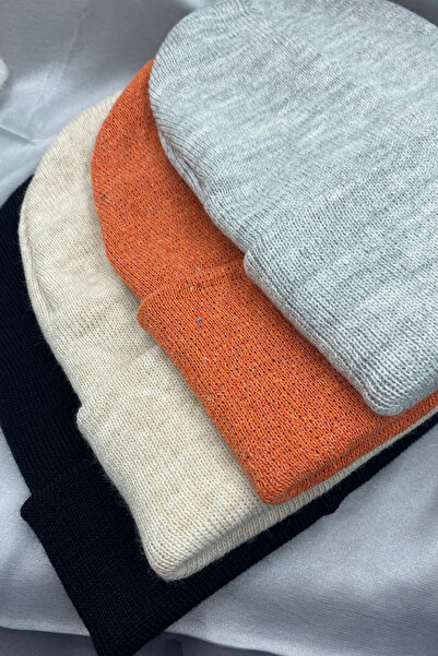 KISCHE Unisex Plain Basic Folded Winter Native 4-Piece Beanie Set