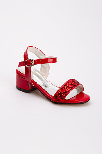 Sare Çocuk Giyim Red Faux Leather Children's Orthopedic Open Heeled Shoes