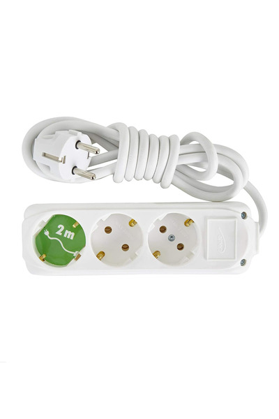 Almera 3 Lü Topraklı Priz Beyaz 2 Metre Kordonlu