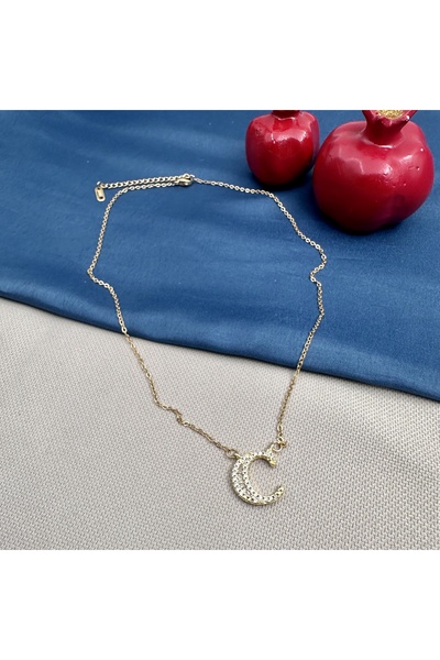 Opia Takı & Aksesuar Kadın Çelik Zirkon Taşlı Harf Gold Zincir Kolye