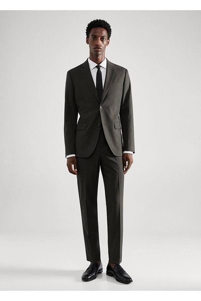 MANGO Man Stretch υφασμάτινο μπλέιζερ τζάκετ με λεπτή εφαρμογή