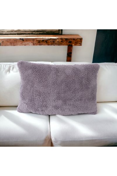 Skhome Husă de pernă decorativă dreptunghiulară din lână pufos de pluș de miel cu două fețe (DPuffy-02)
