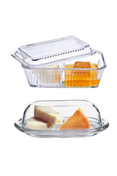 Paşabahçe Breakfast with lid - butter and cheese bowl set of 2