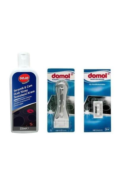 DOMOL Cam Seramik Temizleyici Ve Temizleme Malası Ve 5 Yedek Başlık