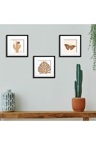 zeuscolor Square Wall Frame with Mat 3 Pieces 20X20Cm Adhesive Frame