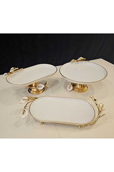 Genel Markalar 3 PARCA GALA MİNELİ MODEL PORSELEN SUNUMLUK