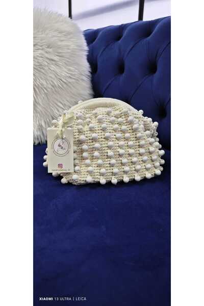 HAND MADE BAG Bead Bag / Ahşap Boncuklu Burslu Astarlı Çanta