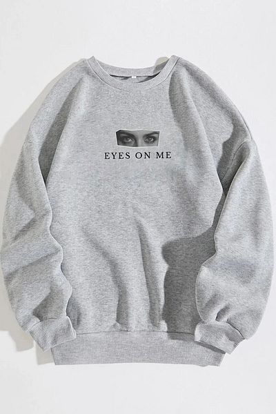 Boi Φούτερ Eyes On Me - Γκρι εμπριμέ χοντρό χειμερινό λαιμόκοψη