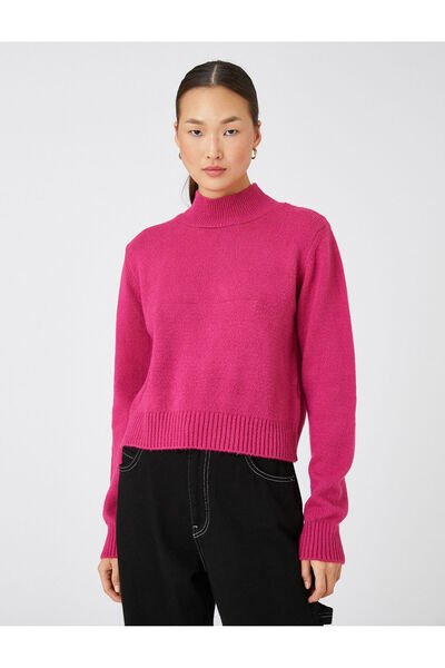 Koton Pulover din tricotaje cu guler înalt cu detaliu în coaste