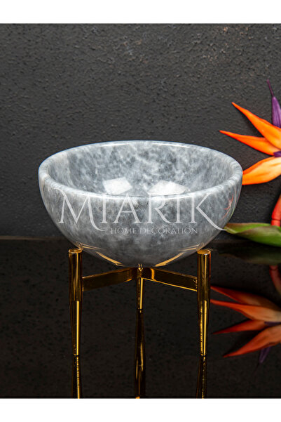 MIARIK DESIGN & DEKORASYON Pirinc Ayakli Gold Renkli Dogal Mermer Kase