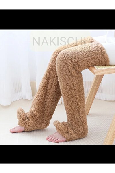 NAKISCHI Unisex Peluş Çorap Ayak Isıtıcı Çift Dikiş Yüksek Likralı