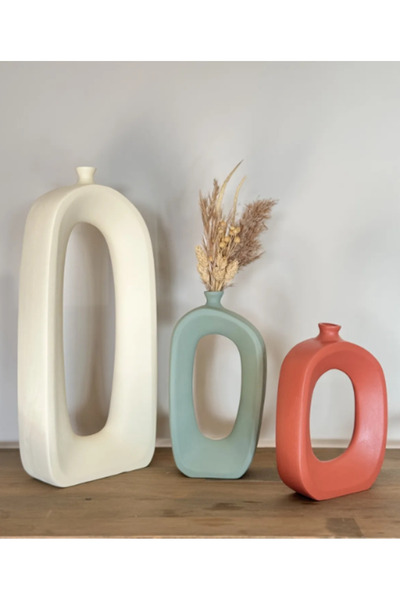 MIARIK DESIGN & DEKORASYON Dekoratif 3lu Seramik Vazo