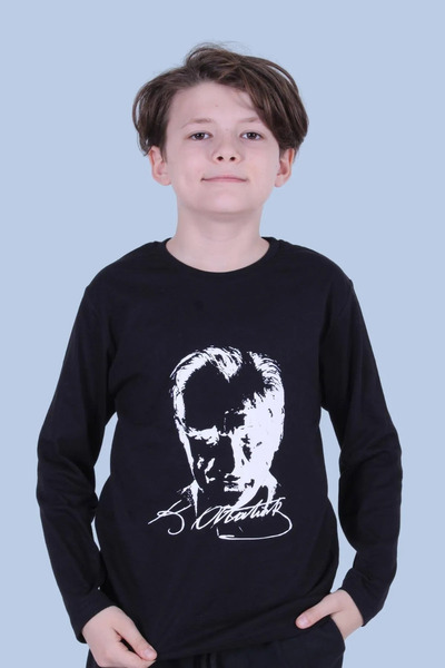 Hediye360 10 Kasım Atatürk Desenli Uzun Kollu Unısex T-shirt