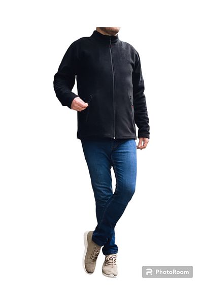 Akstil Men's Black Softshell Fleece Men's Fit Full Zip 2 Pockets Men's Fleece Cardigan