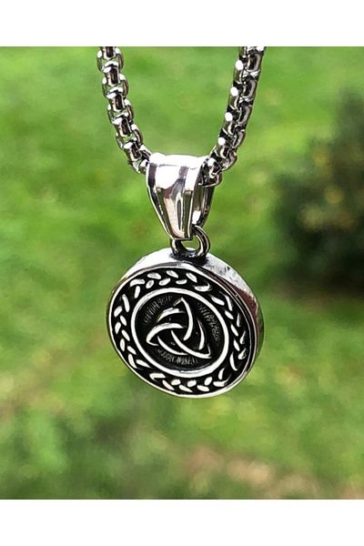 Viking Small Size Scandinavian Figures with Nordic Symbol 316L Steel Stainless & Non Tarnish Unisex Necklace