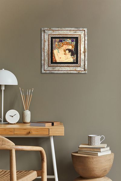Pinecone Gustav Klimt Mama Copil Pictură pe perete cu piatră înrămată Decor de perete Artă de perete