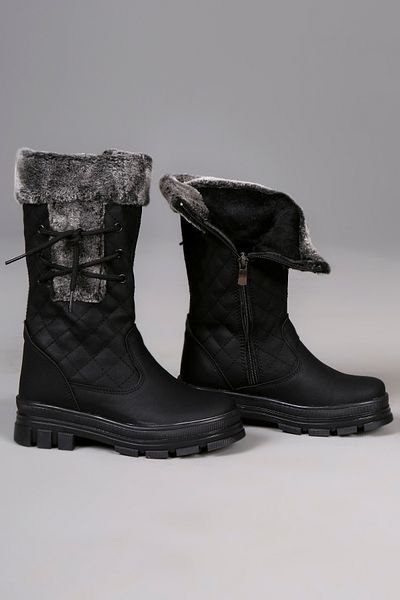 AYN-Shoes Κοριτσίστικες Μαύρες-Μαύρες Γούνινες Αντιολισθητικές Μπότες