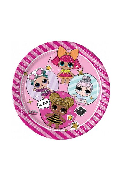 LOTUS PARTY Lol Doll Themed Plate Cup Napkin Set - Lol Doll Party Material for 8 People - Licensed Product
