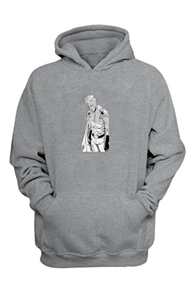 THEWERT Унісекс Манга Сайтама Аніме Принт Сірий Нормальний Крій Шардонні Товсті Світшоти