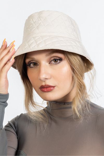 LadyColor Winter Quilted Bucket Fisherman Hat Cream