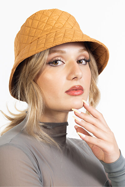 LadyColor Kışlık Kapitone Bucket Balıkçı Şapka Hardal