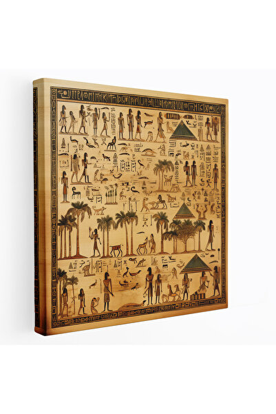 PaintedAnarchy Papirüs Kanvas Tablosu, eski Mısır hiyeroglif duvar sanatı, pa...