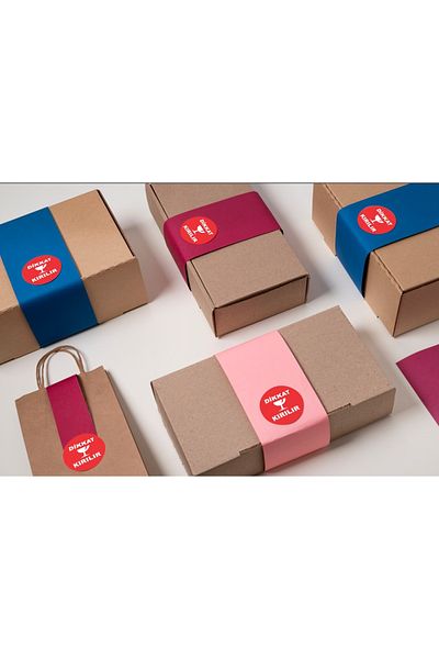 EcoNest 36 Pieces Round Attention Breakable Label Red Sticker Coated (3.7x3.7cm) Adhesive