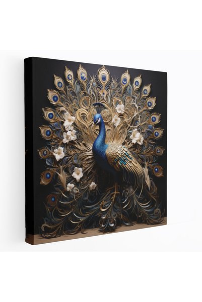 PaintedAnarchy Lacivert Peacock Kanvas Tablo - Lacivert, lacivert, Kanvas Tab...