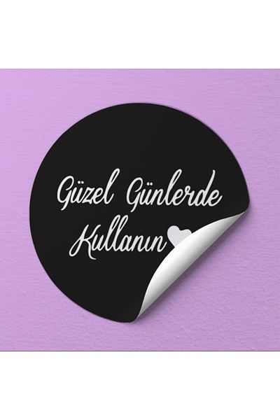 EcoNest Sticker Coated 36 Pieces Round Cut Use in Beautiful Days Black Background White Lettering (3,7x3,7cm)