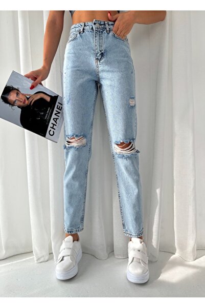 Aida Fashion Yırtık detay Mom Jeans