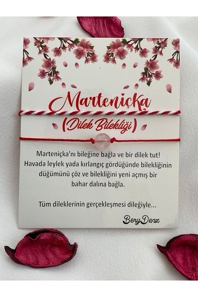 BeryDenz Marteniçka Wish Bracelet and Pink Quartz Natural Stone Bracelet Set (WITH CARD AND GIFT PACKAGE)
