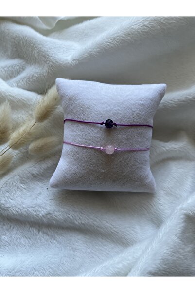 PelvedDesign الوردي الكوارتز الجمشت سوار حبل مزدوج يؤرخ زوجين