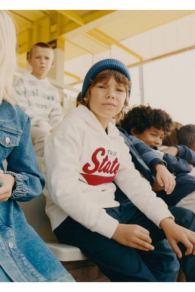 MANGO Kids Pantaloni albastru închis pentru copii