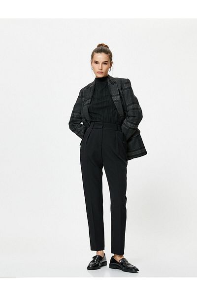Koton Cigarette Fabric Trousers with Standard Waist Pocket