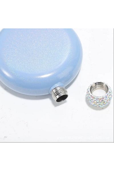 hediyeconcepti 5 OZ Diamond Wine Whiskey Flask Stainless Steel Round Drinker Alcohol Bottle Portable Flask