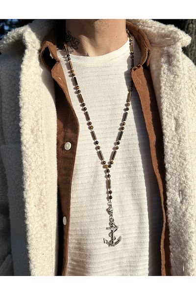 CAPO by Aytaç Yamaç Natural Stone Turtle Eye Sailor Necklace - Anchor, Skull and Chakra Pendant Zodiac Sign Necklace